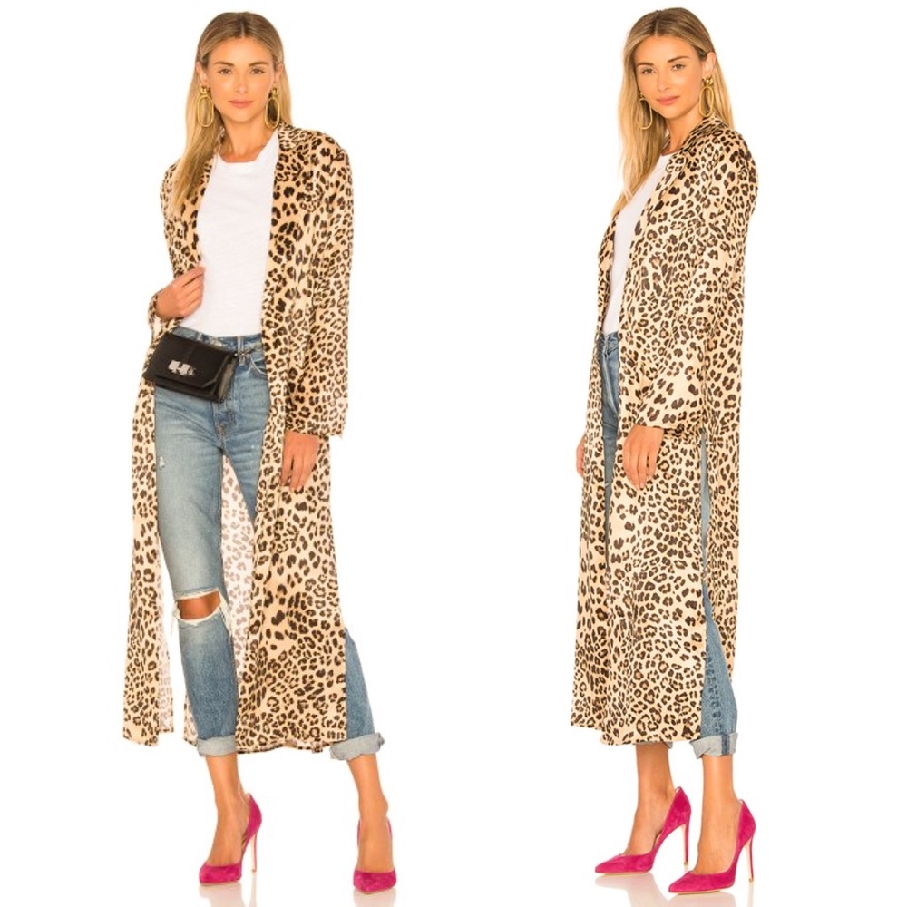 House of Harlow Revolve Delaney Duster Cardigan Leopard Print LongLine